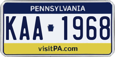 PA license plate KAA1968