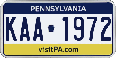 PA license plate KAA1972