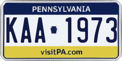 PA license plate KAA1973