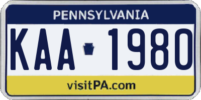 PA license plate KAA1980