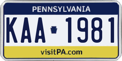 PA license plate KAA1981