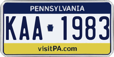 PA license plate KAA1983