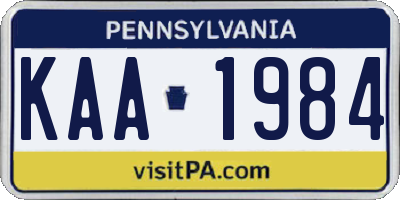 PA license plate KAA1984