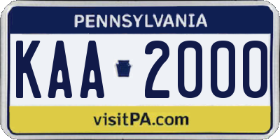 PA license plate KAA2000
