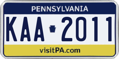 PA license plate KAA2011