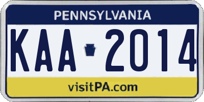 PA license plate KAA2014