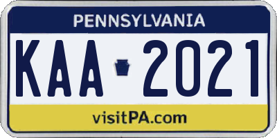 PA license plate KAA2021