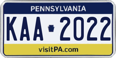 PA license plate KAA2022