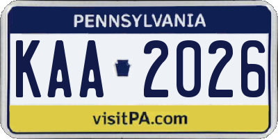 PA license plate KAA2026