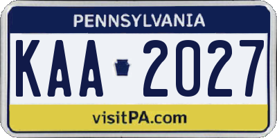 PA license plate KAA2027