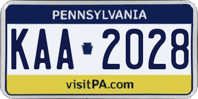 PA license plate KAA2028