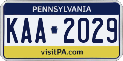 PA license plate KAA2029