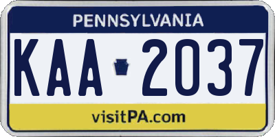 PA license plate KAA2037