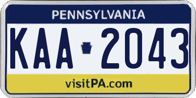 PA license plate KAA2043
