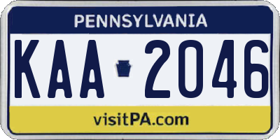 PA license plate KAA2046