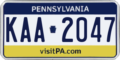 PA license plate KAA2047