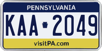 PA license plate KAA2049