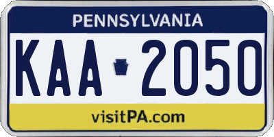 PA license plate KAA2050