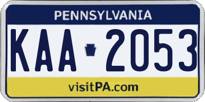 PA license plate KAA2053