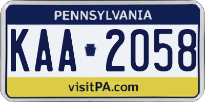 PA license plate KAA2058
