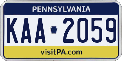 PA license plate KAA2059