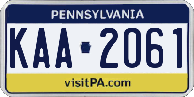 PA license plate KAA2061