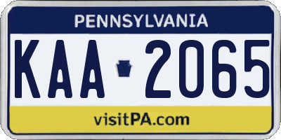PA license plate KAA2065