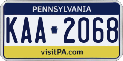 PA license plate KAA2068