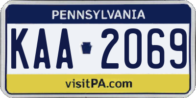 PA license plate KAA2069