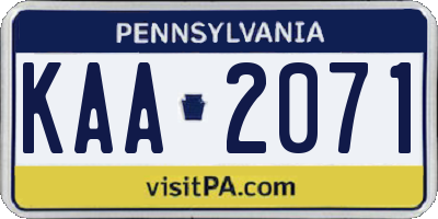 PA license plate KAA2071