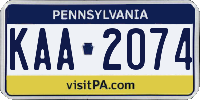 PA license plate KAA2074