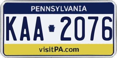 PA license plate KAA2076