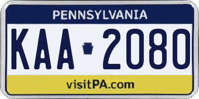 PA license plate KAA2080