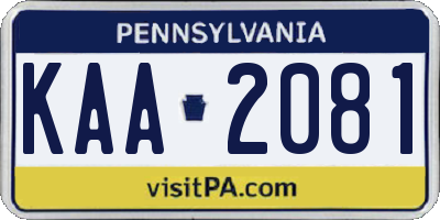 PA license plate KAA2081