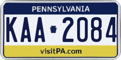 PA license plate KAA2084