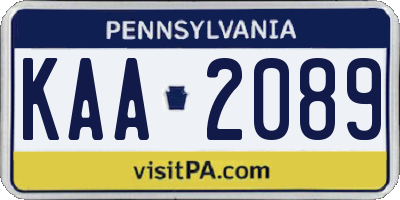 PA license plate KAA2089