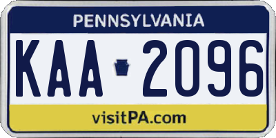 PA license plate KAA2096