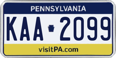 PA license plate KAA2099