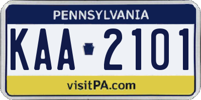 PA license plate KAA2101