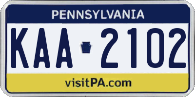 PA license plate KAA2102