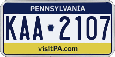 PA license plate KAA2107