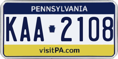 PA license plate KAA2108