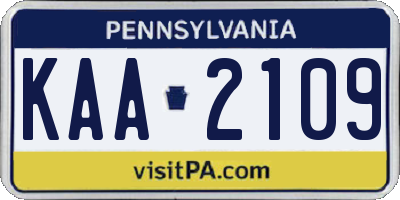 PA license plate KAA2109