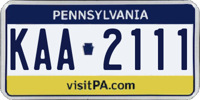 PA license plate KAA2111
