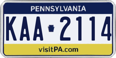 PA license plate KAA2114