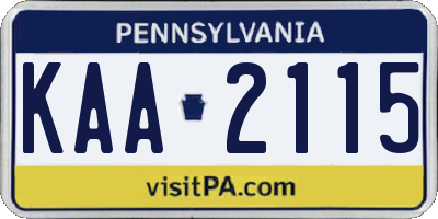 PA license plate KAA2115