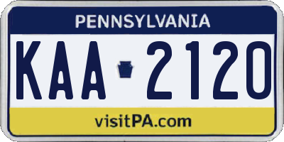 PA license plate KAA2120