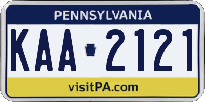 PA license plate KAA2121