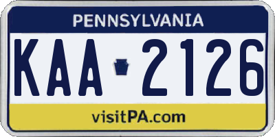 PA license plate KAA2126