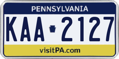 PA license plate KAA2127